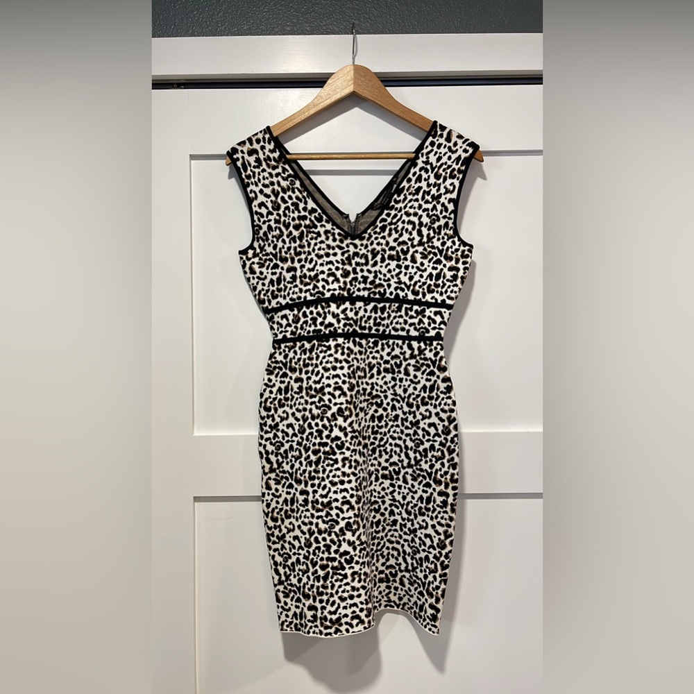 BCBGMAXAZRIA Fancy Leopard Cocktail Dress | Medium